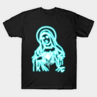 Blue Neon Virgin Mary T-Shirt